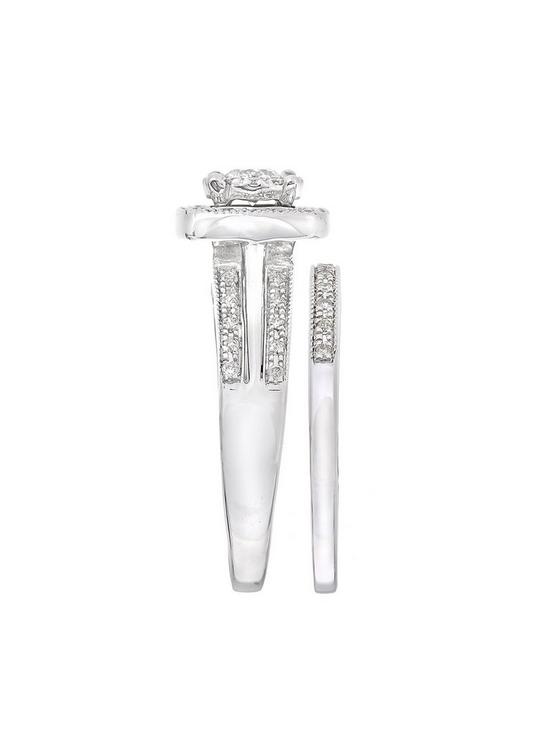 back image of love-diamond-9ct-white-gold-50-point-diamond-square-set-split-shoulder-bridal-set-of-two-rings