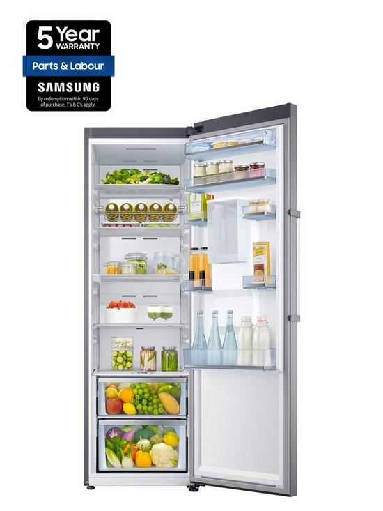 stillFront image of samsung-series-5-rr39m7340saeu-tall-1-door-fridge-with-non-plumbed-water-dispenser-f-rated-silver