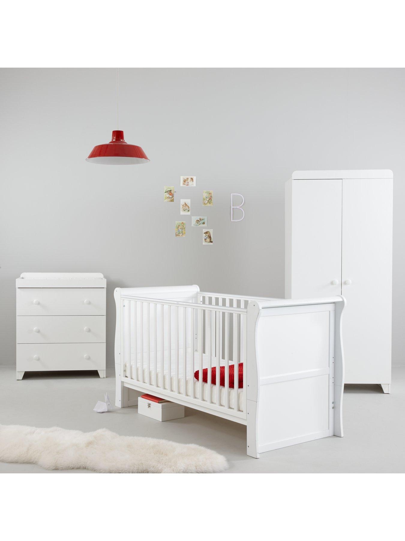 Little Acorns Sleigh Cot Bed Changer Wardrobe White Buy And