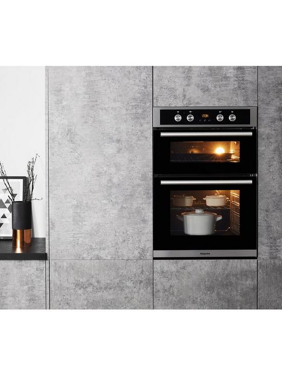 back image of hotpoint-class-2-dd2844cix-60cmnbspbuilt-in-double-electric-oven-stainless-steelblack