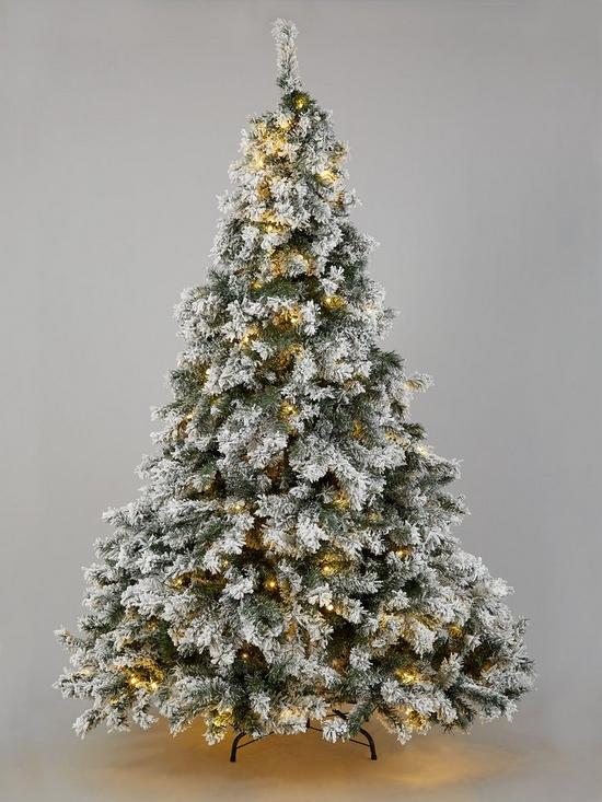 front image of very-home-6ft-flocked-pre-lit-downswept-pine-christmas-tree