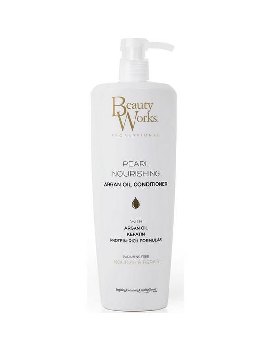 front image of beauty-works-pearl-nourishing-argan-oil-conditioner-1-litre