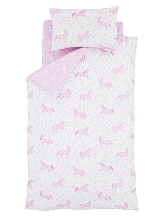 stillFront image of catherine-lansfield-folk-unicorn-duvet-cover-set-pink