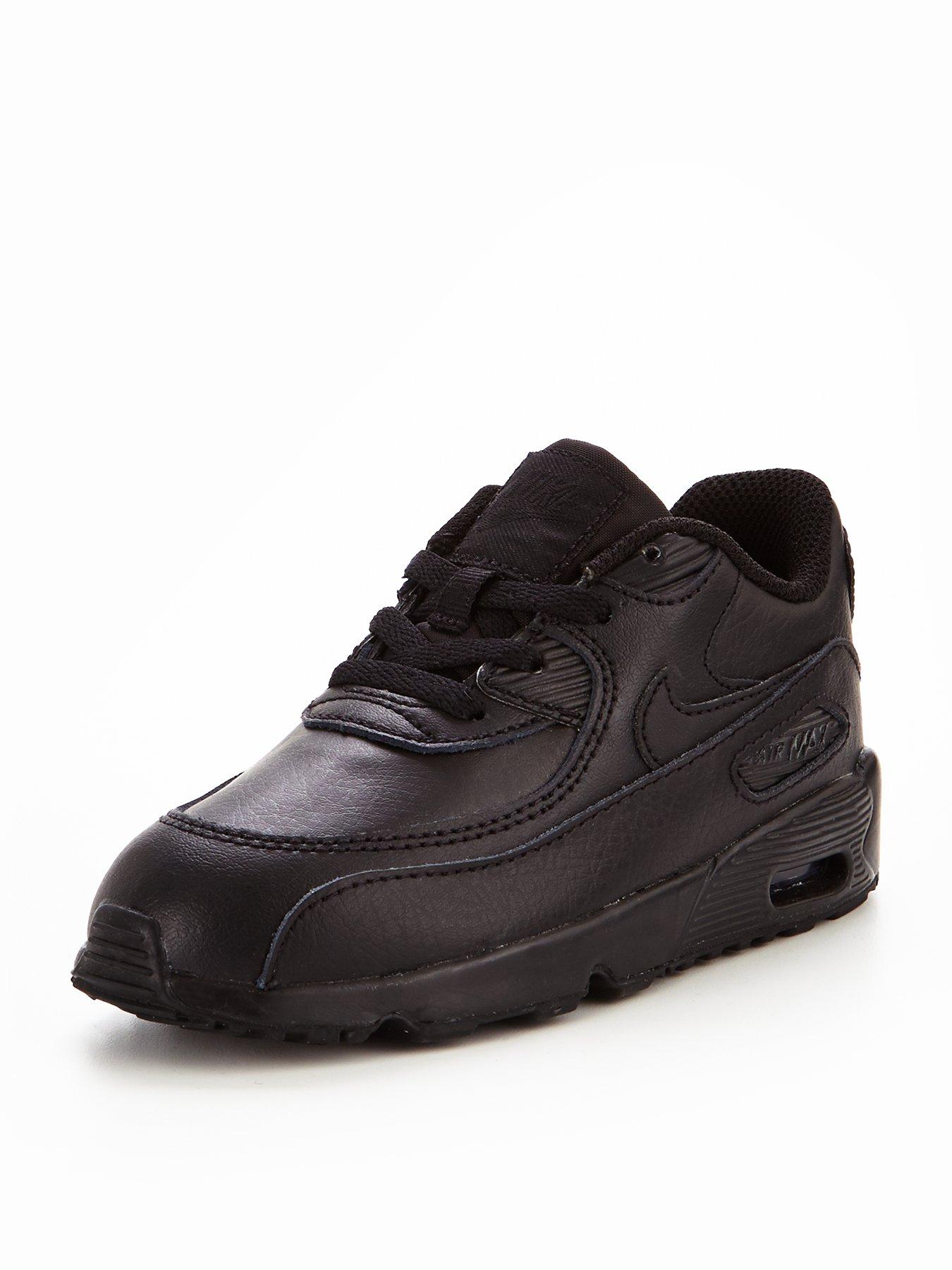 infant black leather trainers