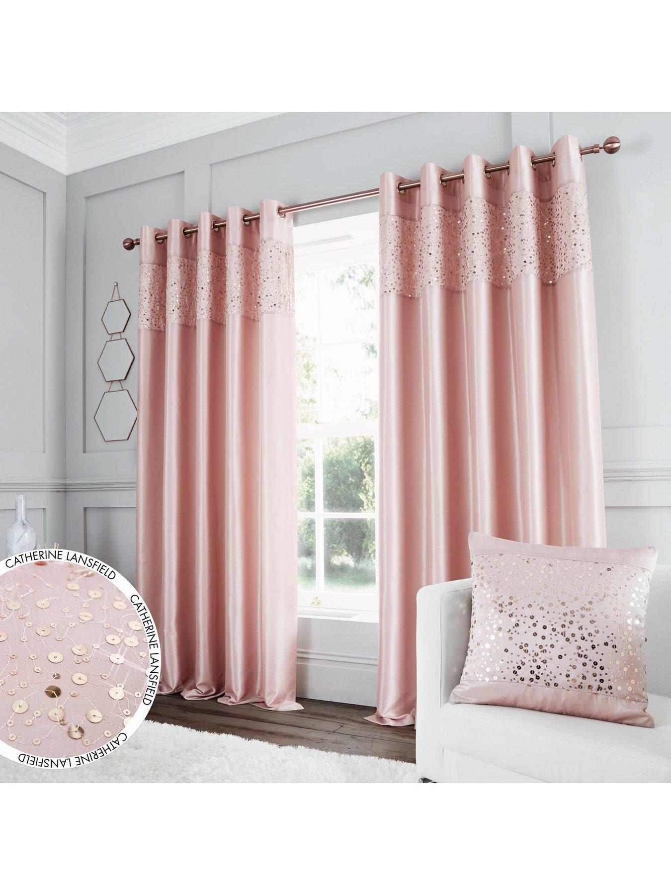 Catherine Lansfield Crushed Velvet Eyelet Lined Curtains