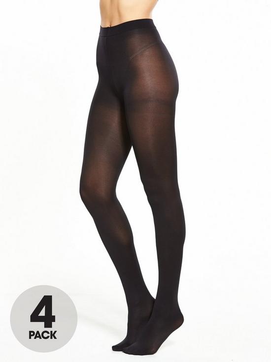 front image of pretty-polly-4-pack-60-denier-opaque-tights-blacknbsp