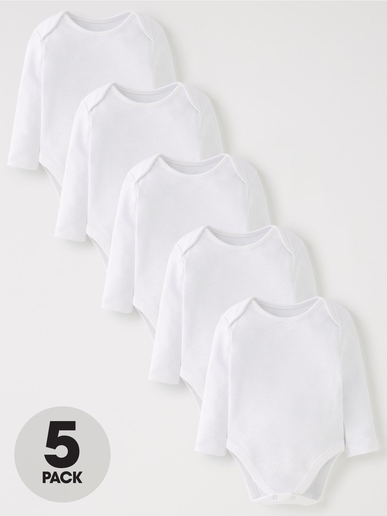 Image 1 of 4 of Everyday Baby Unisex 5 Pack Long Sleeve Bodysuits - White