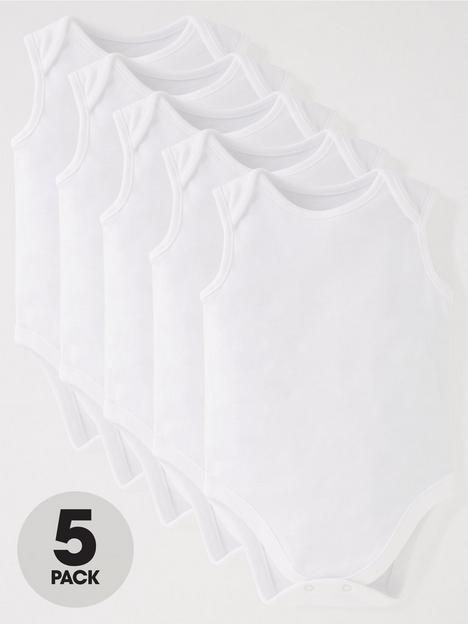 everyday-baby-unisex-5-pack-sleeveless-bodysuits-white
