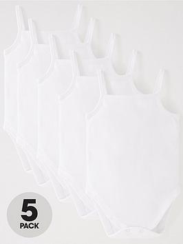 V By Very Baby Unisex 5 Pack Strappy Vests - White