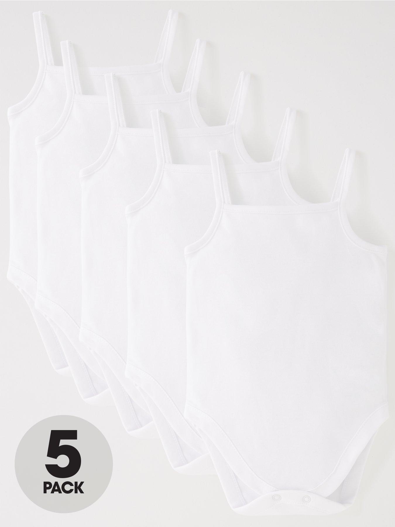 Image 1 of 4 of Everyday Baby Unisex 5 Pack Strappy Vests - White
