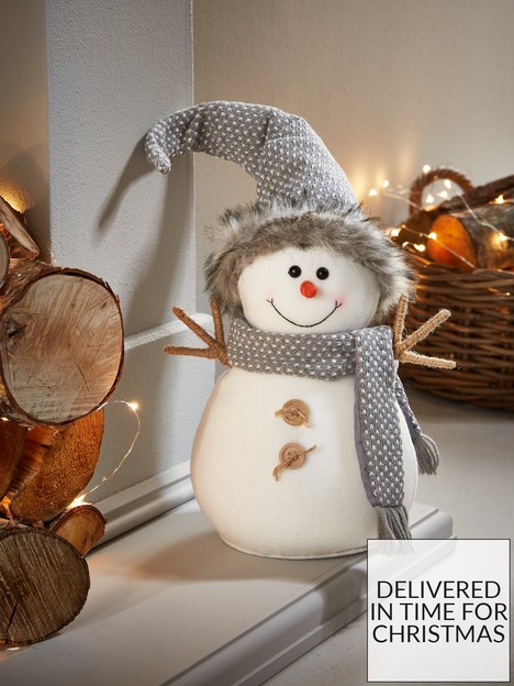 very-home-30cmnbspgrey-plush-snowman-christmas-decoration