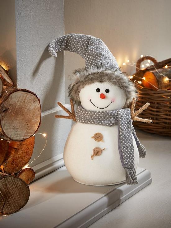 front image of 30cmnbspgrey-plush-snowman-christmas-decoration