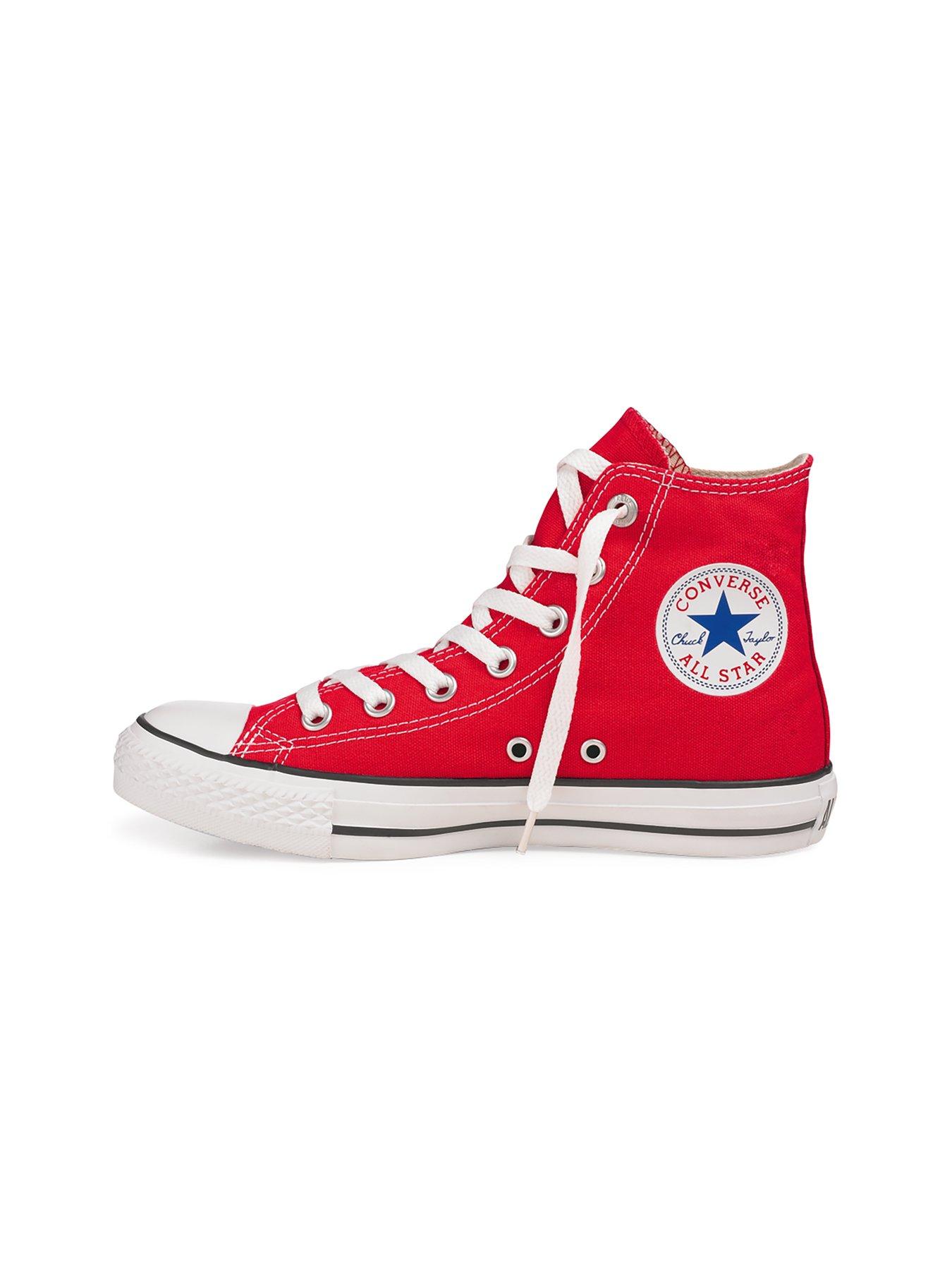 Red white and hot sale blue high top converse