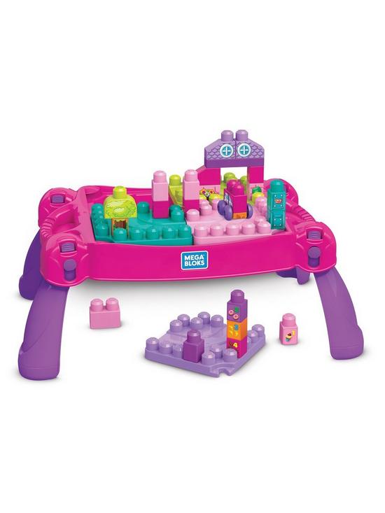 front image of mega-bloks-first-builders-pink-build-n-learn-table-and-construction-bricks