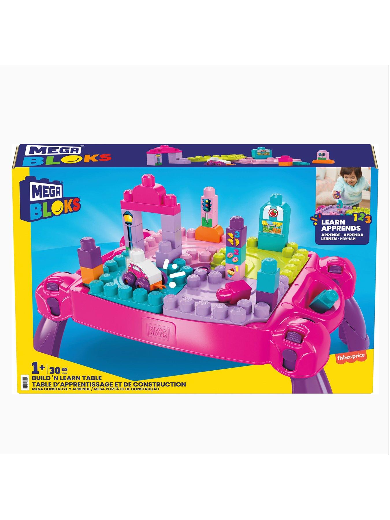 Image 6 of 7 of MEGA First Builders Pink Build 'n Learn Table and Construction Bricks