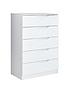 image of monaco-high-gloss-ready-assembled-5-drawer-chest