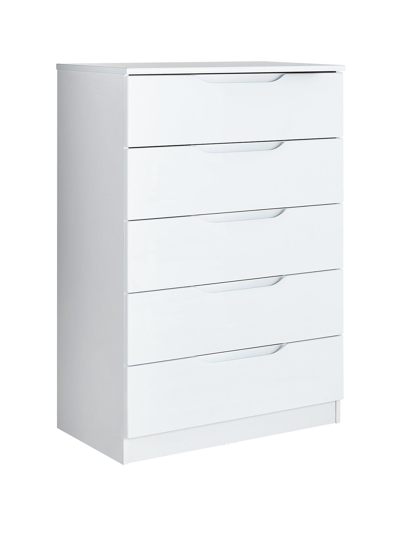 Image 3 of 5 of One Call Monaco Ready Assembled High Gloss 5 Drawer Chest&nbsp;- Express Delivery available