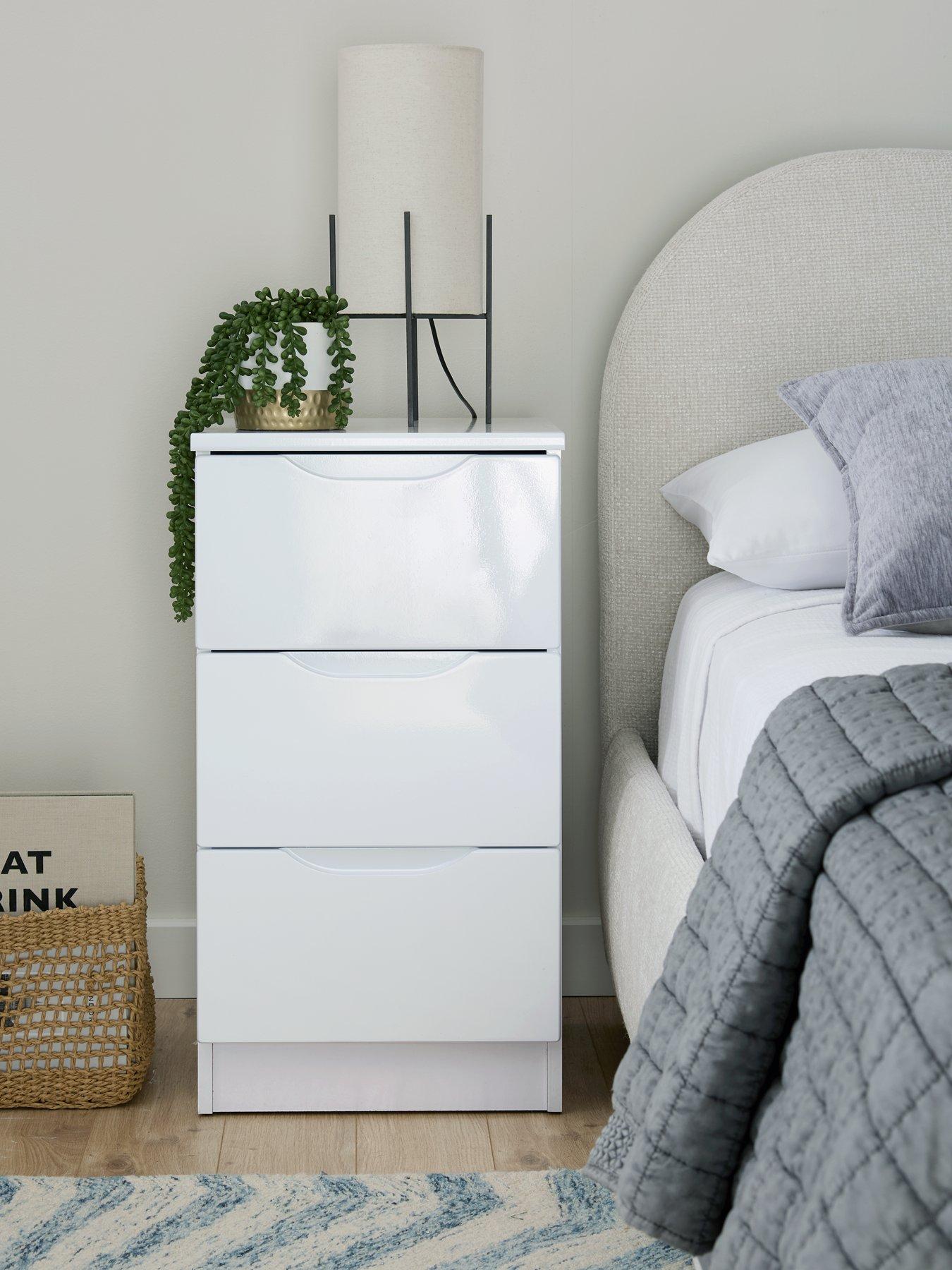  image of one-call-monaconbspready-assembled-high-gloss-3-drawer-bedside--nbspexpress-delivery-available