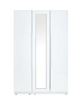 Very Monaco Part Assembled High Gloss 3 Door Mirrored Wardrobe Picture