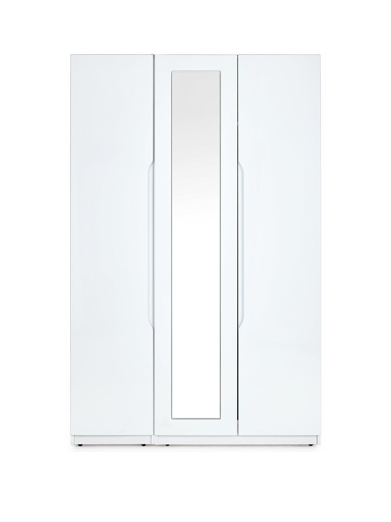  image of one-call-monaco-part-assembled-high-gloss-3-door-mirrored-wardrobenbsp--express-delivery-available