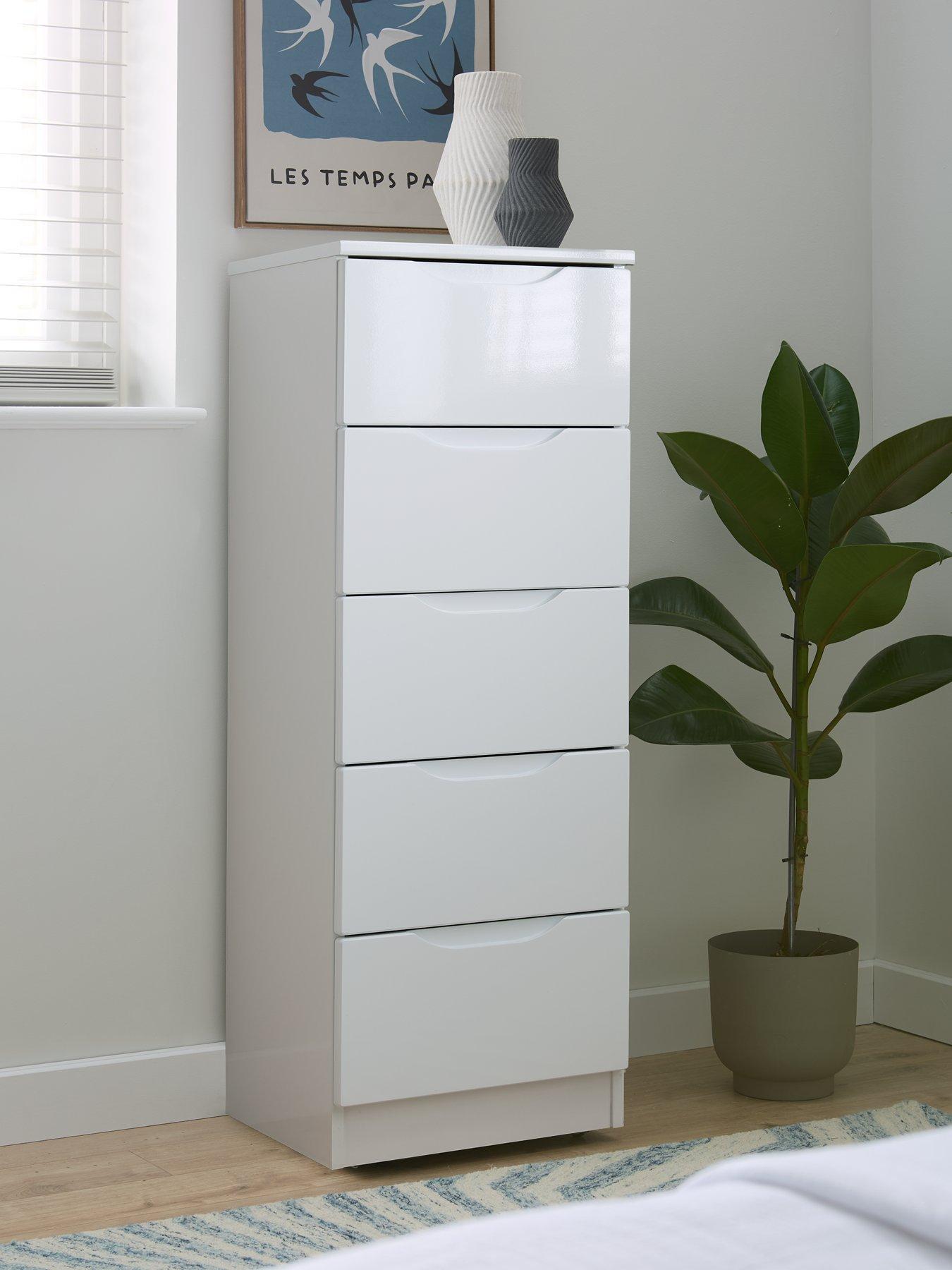 one-call-monaconbspready-assembled-high-gloss-5-drawer-tallboynbsp--express-delivery-available