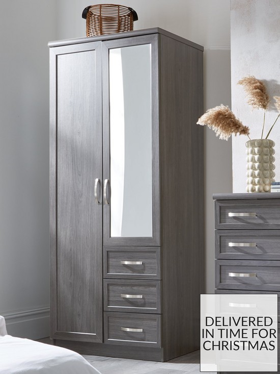 front image of very-home-camberley-2-door-3-drawer-mirrored-wardrobe