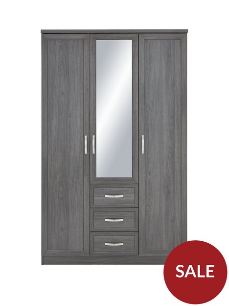 camberley-3-door-3-drawer-mirrored-wardrobe
