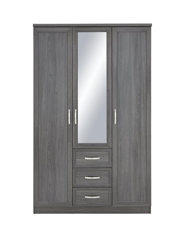 Camberley 3 Door Drawer Mirrored, White Mirrored Wardrobe With Drawers
