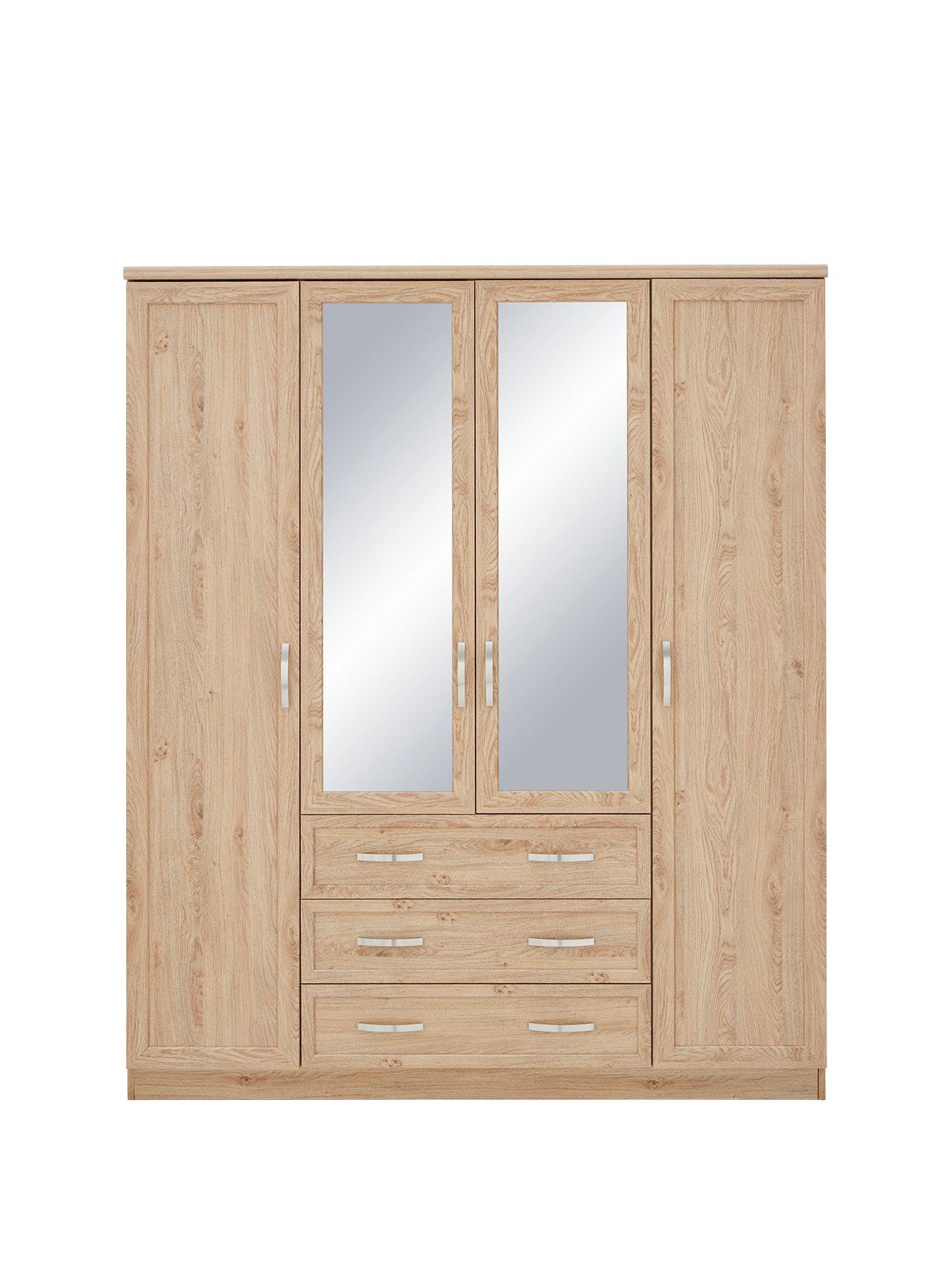 Four Door Wardrobe Oak Bedroom Wardrobes Home Garden