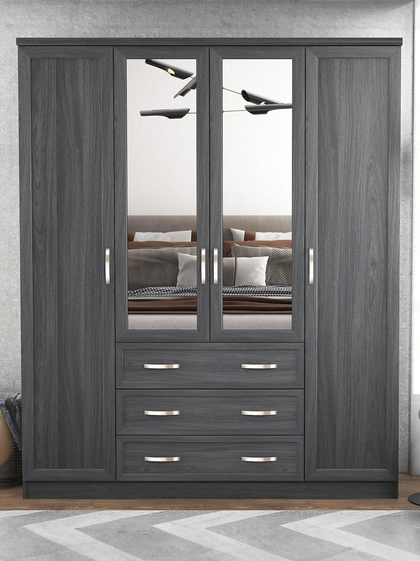 Image 1 of 6 of The Very Collection Camberley 4 Door, 3 Drawer Mirrored Wardrobe