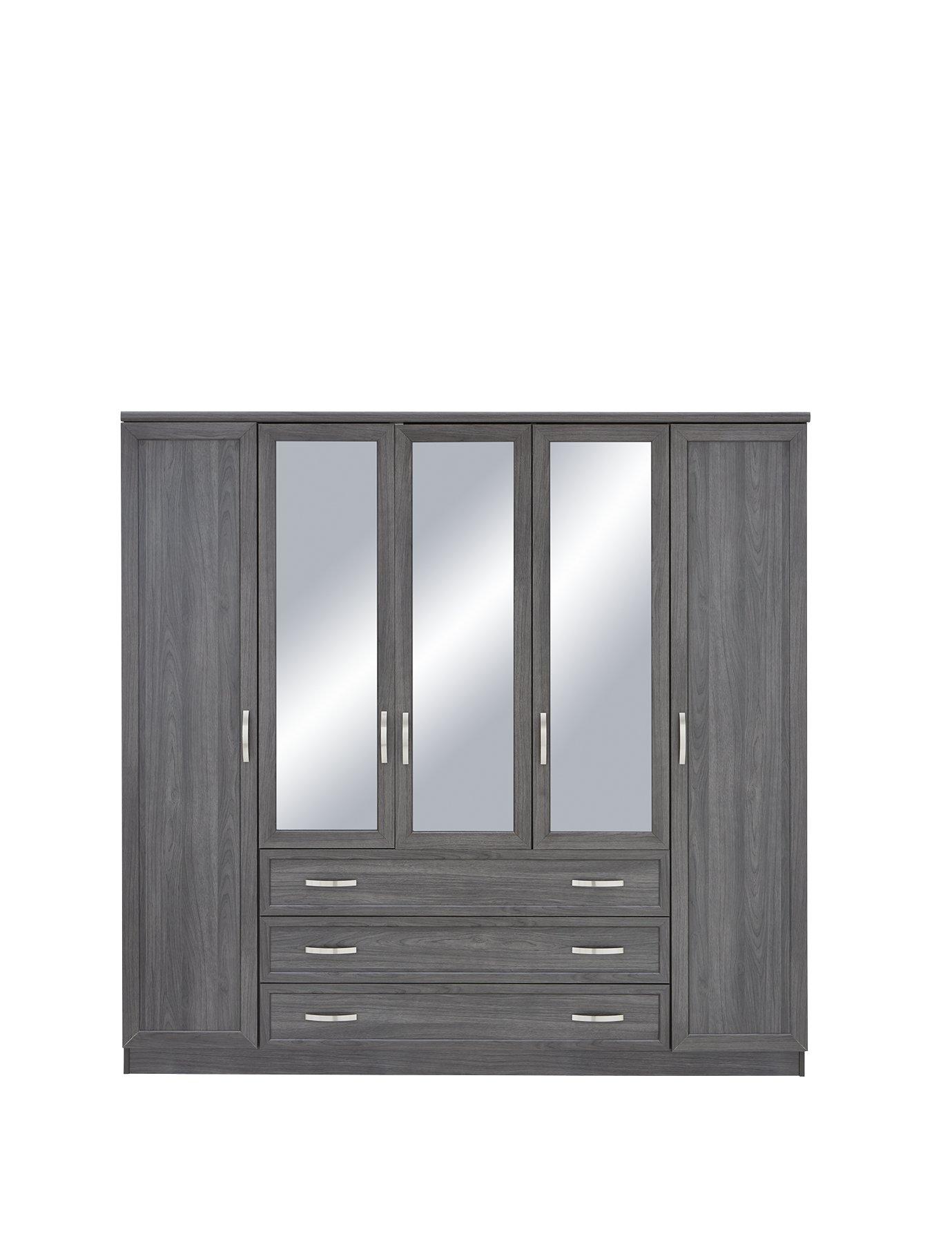 very-home-camberley-5-door-3-drawer-mirrored-wardrobe