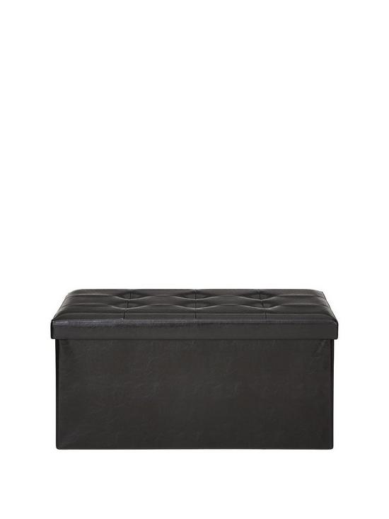 front image of faux-leather-ottoman