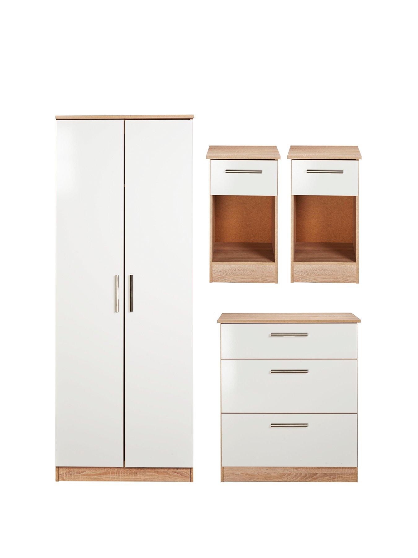 SWIFT Montreal 4 Piece Ready Assembled Package – 2 Door Wardrobe, 3 Drawer Chest and 2 Bedside Chests - FSC® Certified