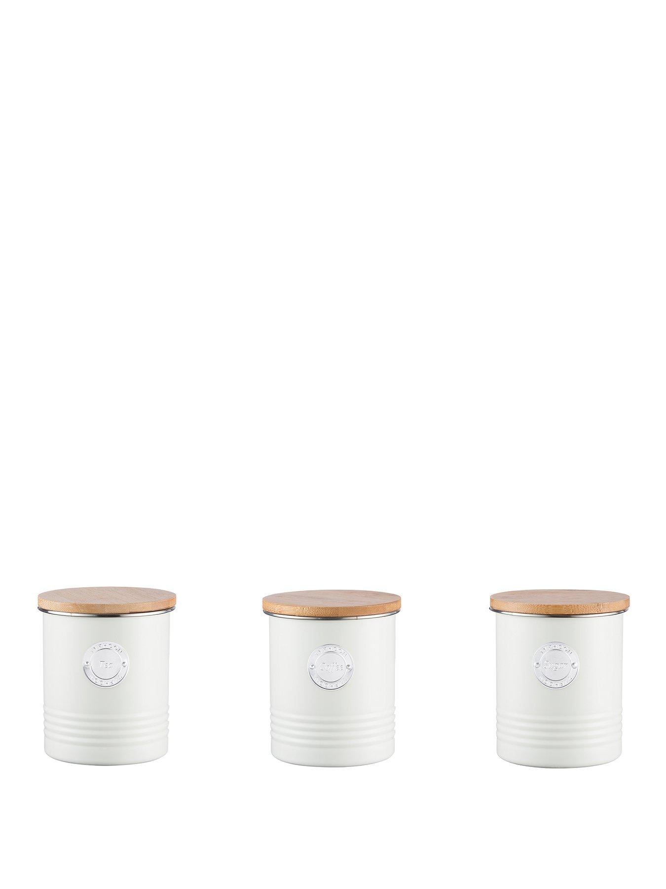front image of typhoon-living-tea-coffee-and-sugar-storage-canisters-cream