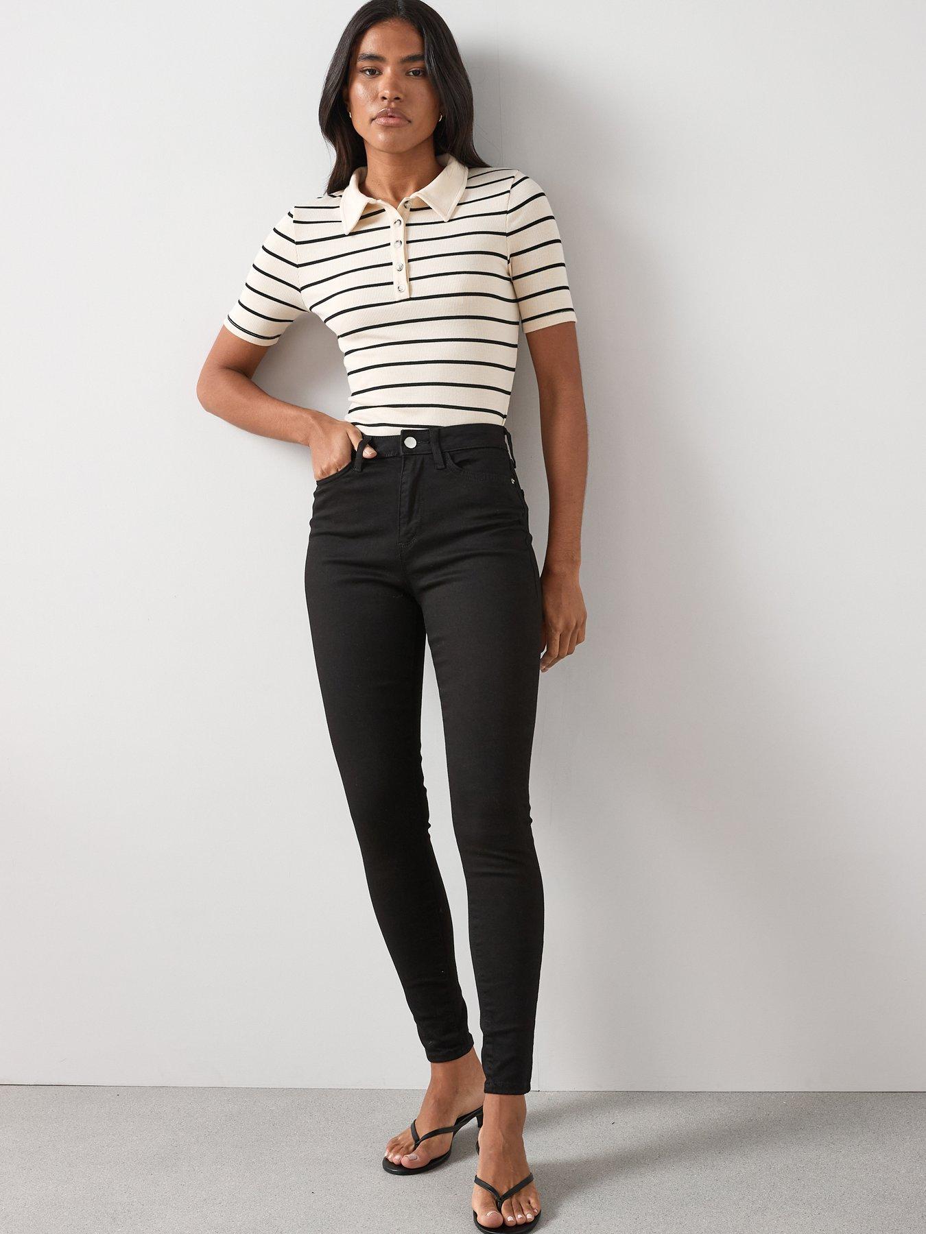 Image 3 of 7 of The Very Collection Short Florence High Rise Skinny Jeans - Black