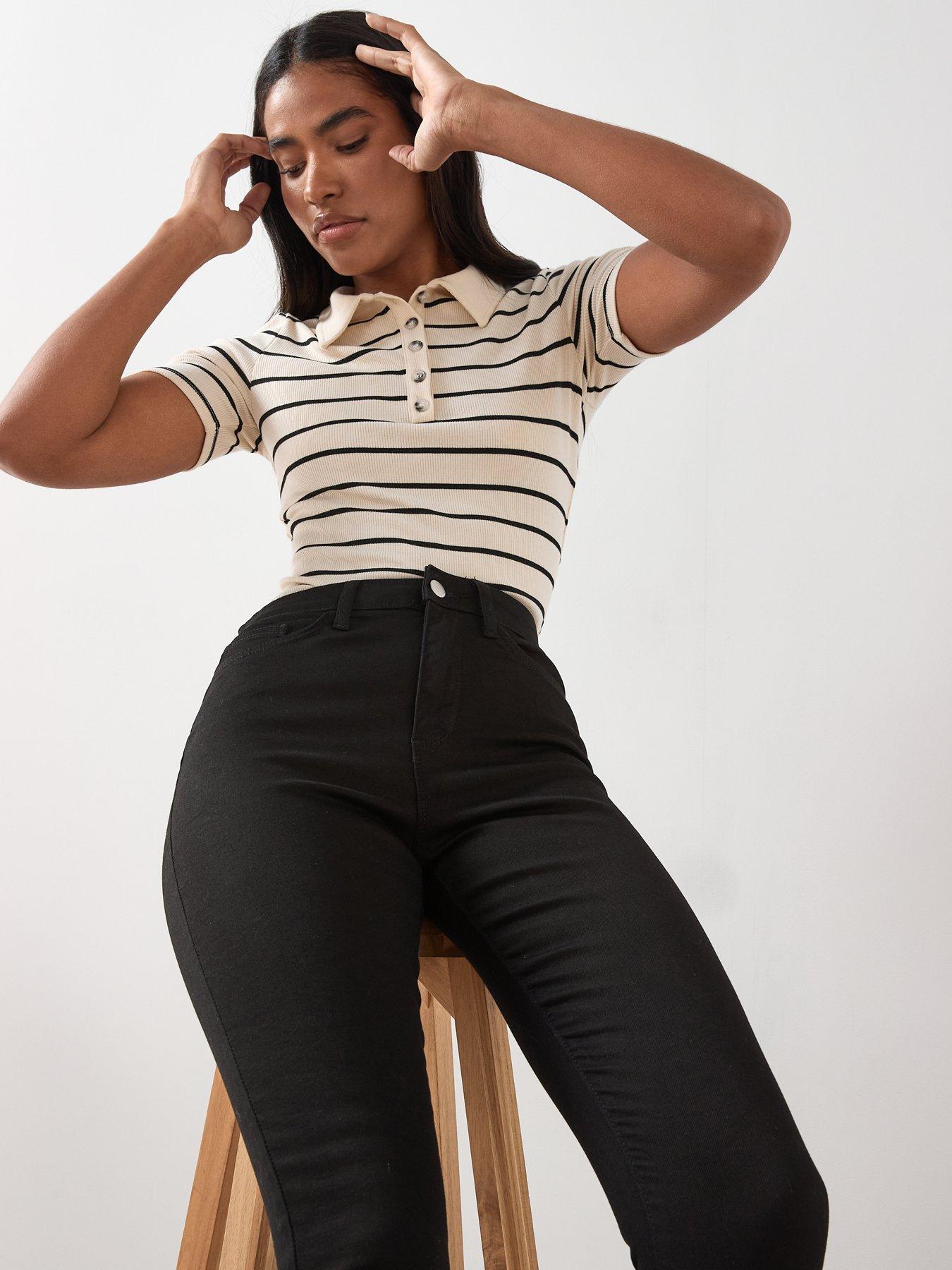 Image 6 of 7 of The Very Collection Short Florence High Rise Skinny Jeans - Black