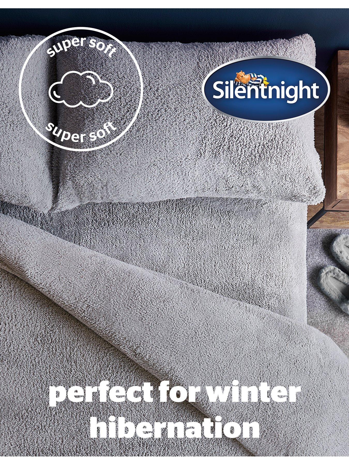 Image 3 of 7 of Silentnight Super Soft Teddy Fleece Duvet Cover Set - Silver