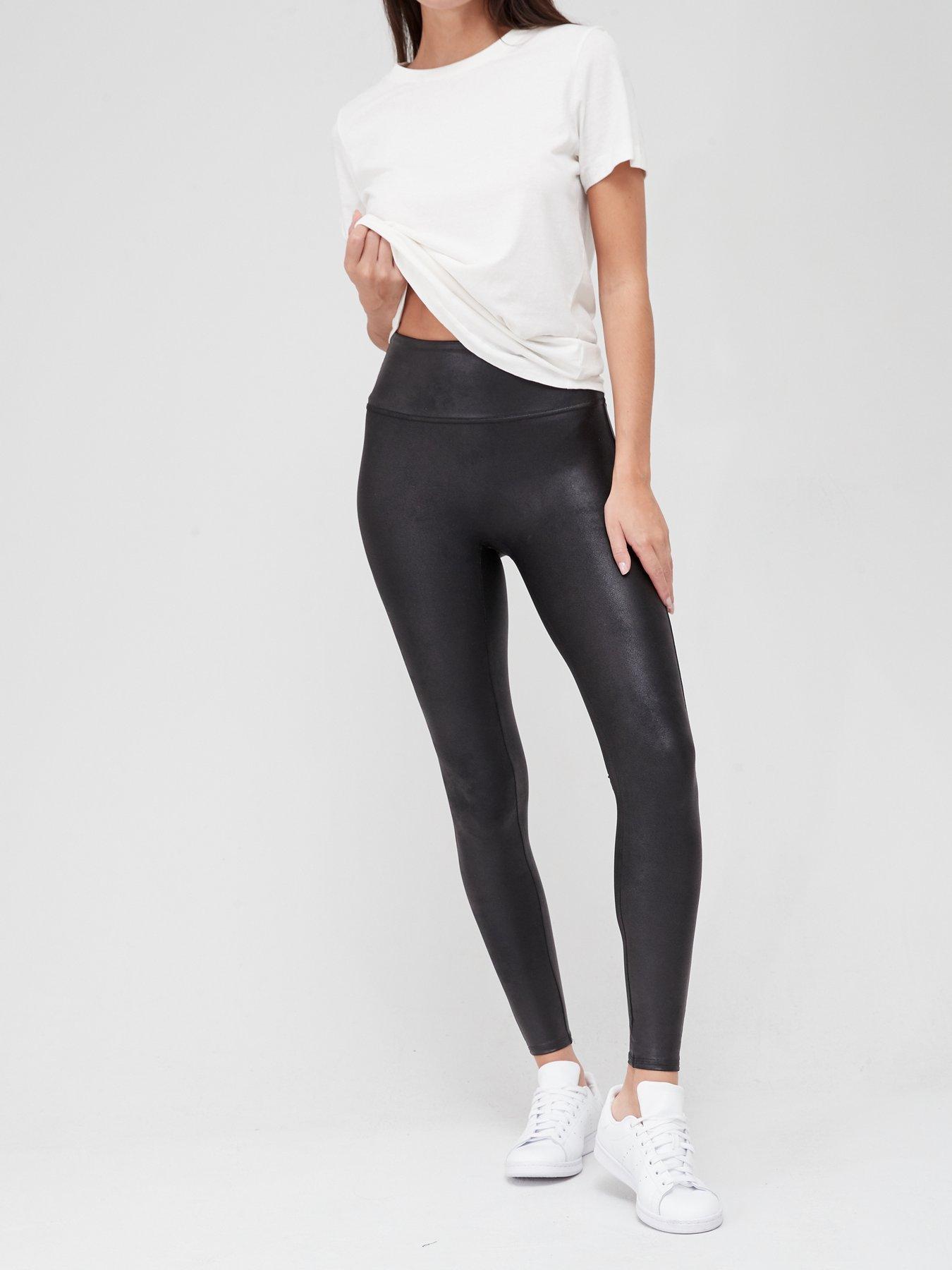 Off White Leather-Look High Waist Leggings