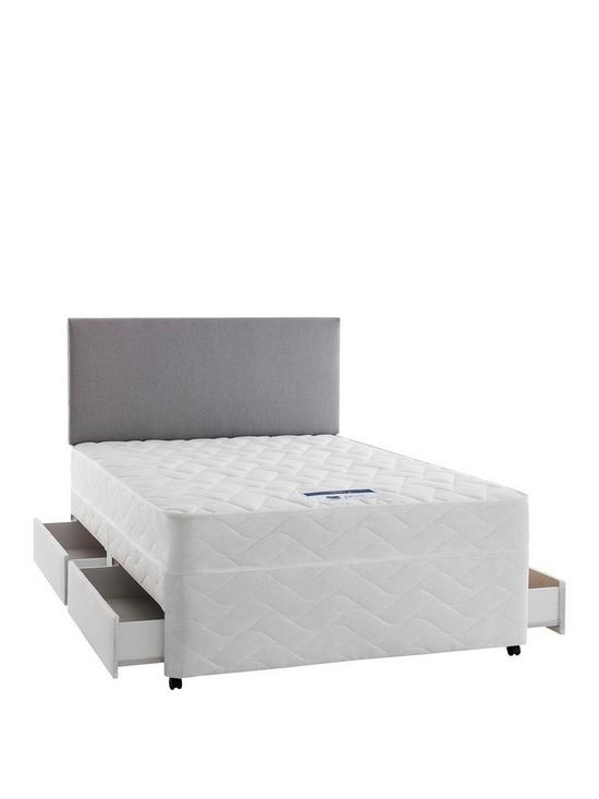 stillFront image of silentnight-celine-eco-sprung-divan-bed-with-storage-options-headboard-not-included