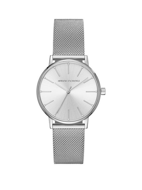 front image of armani-exchange-three-hand-stainless-steel-watch