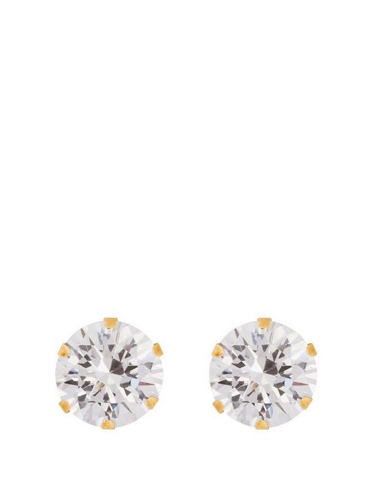 front image of love-gold-9ctnbspyellow-gold-8mmnbspcubic-zirconia-stud-earrings