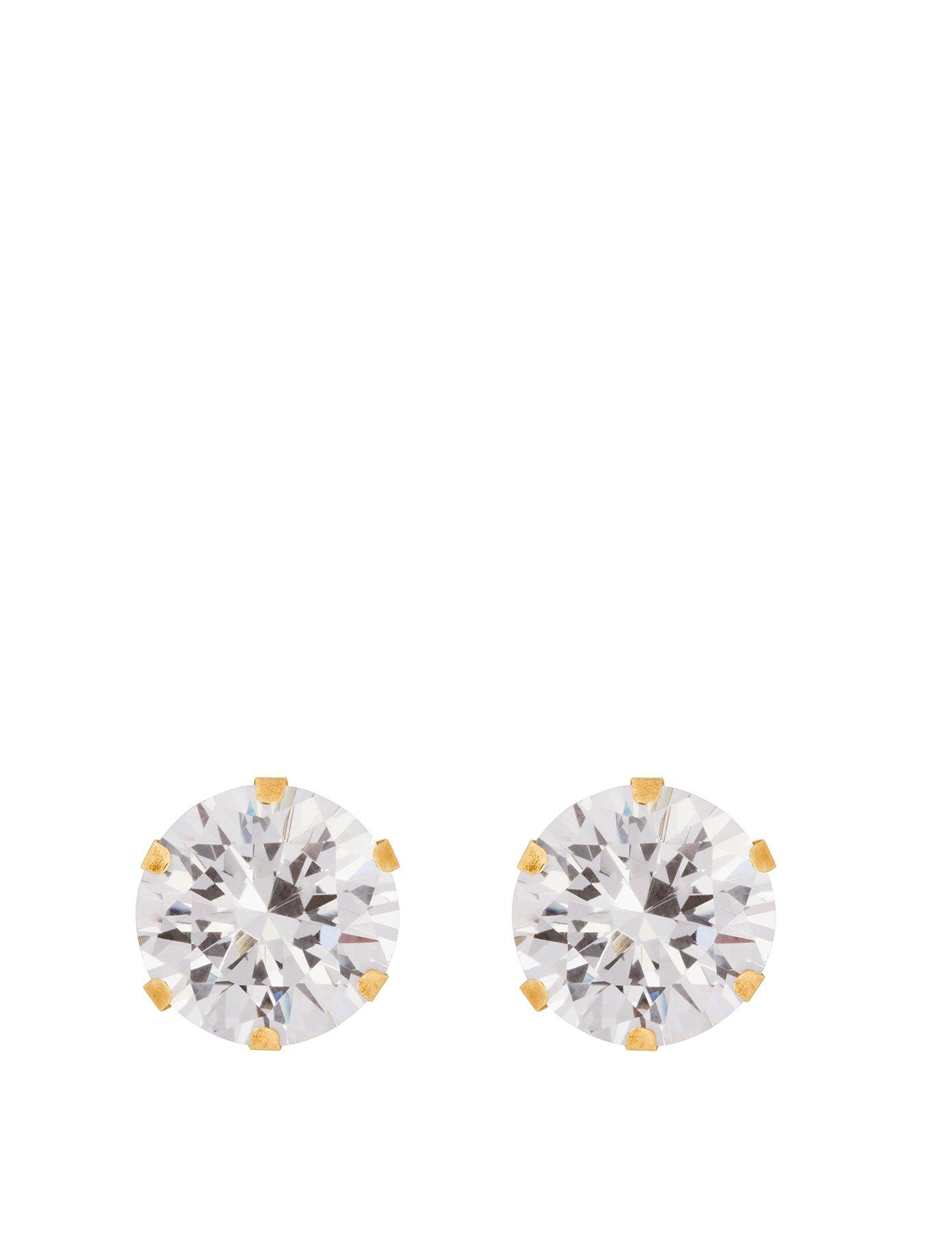 undefined 9ct Yellow Gold 8mm Cubic Zirconia Stud Earrings