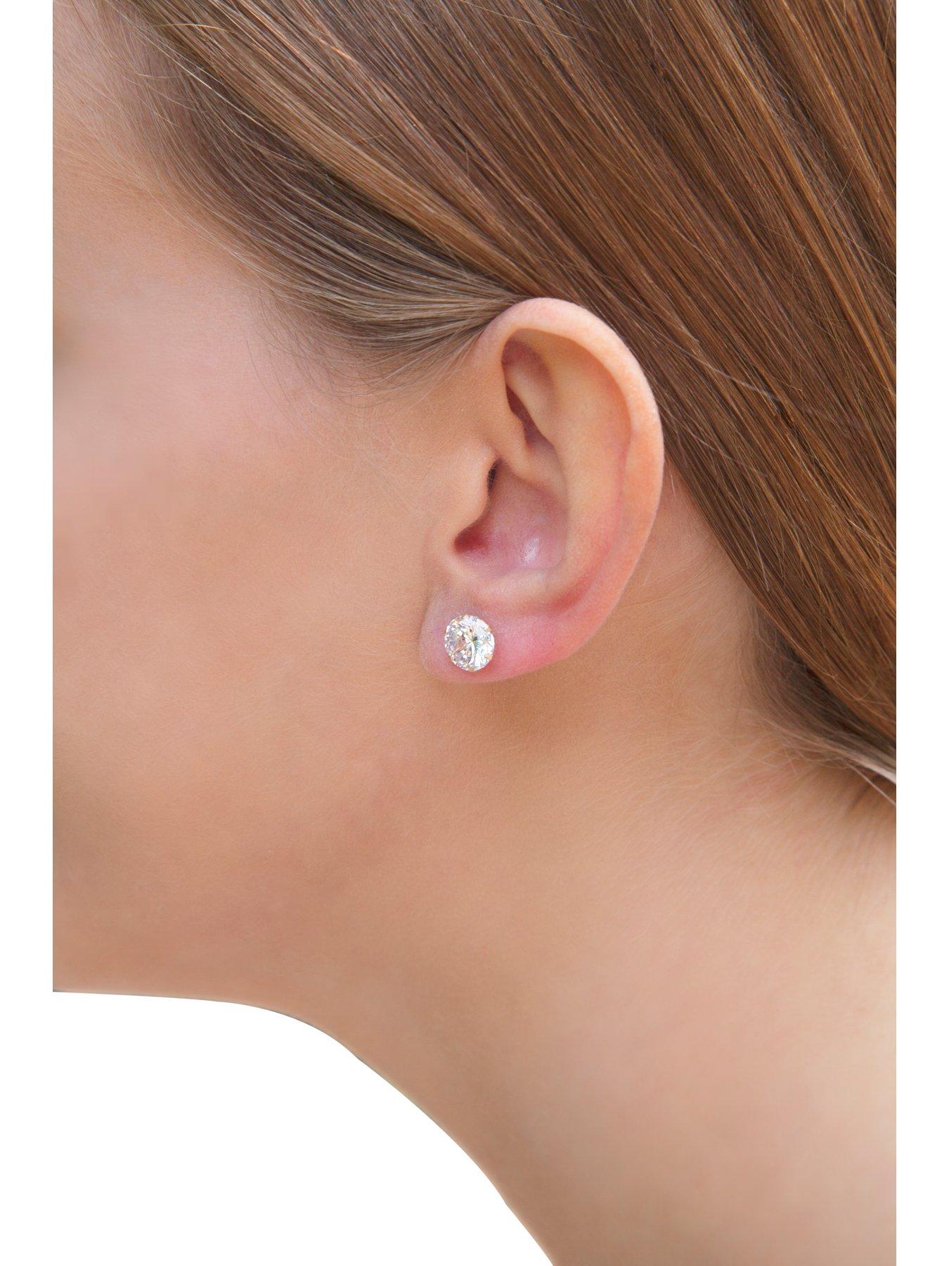 Image 2 of 3 of The Love Collection 9ct&nbsp;Yellow Gold 8mm&nbsp;Cubic Zirconia Stud Earrings