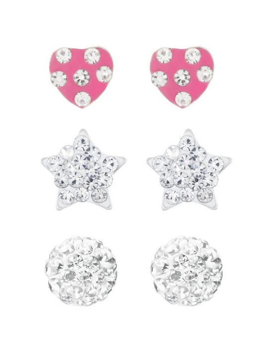 front image of the-love-silver-collection-sterling-silver-ball-heart-and-star-crystal-stud-childrens-set-of-3-earrings