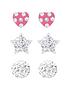  image of the-love-silver-collection-sterling-silver-ball-heart-and-star-crystal-stud-childrens-set-of-3-earrings