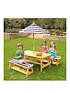  image of kidkraft-outdoor-picnic-table-amp-bench-set-with-cushions-amp-umbrella