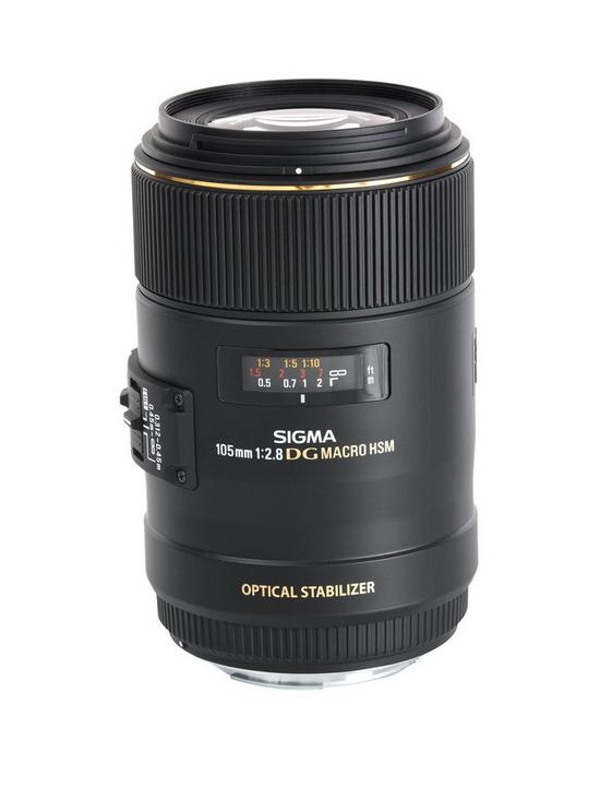front image of sigma-105mm-f28-ex-macro-dg-hsm-optical-stabilised-lens-canon-fit