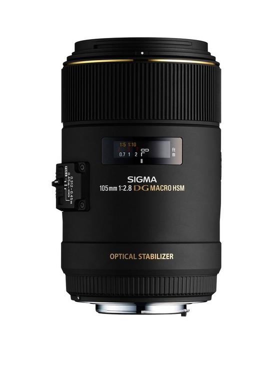 front image of sigma-105mm-f28-ex-macro-dg-hsm-optical-stabilised-lens-nikon-d-fit