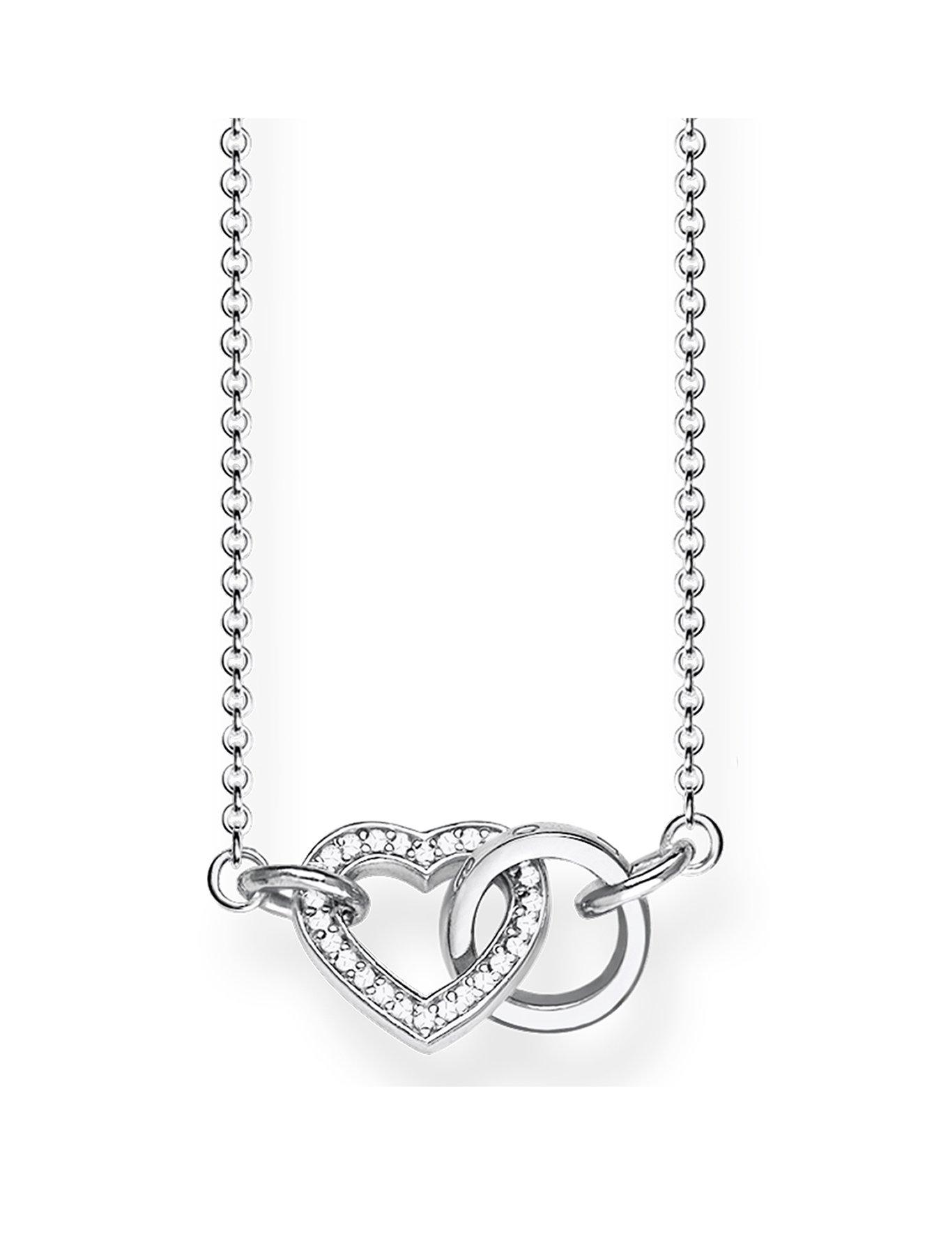 Image 1 of 3 of Thomas Sabo Sterling Silver Cubic Zirconia Together Forever Heart Link Necklace