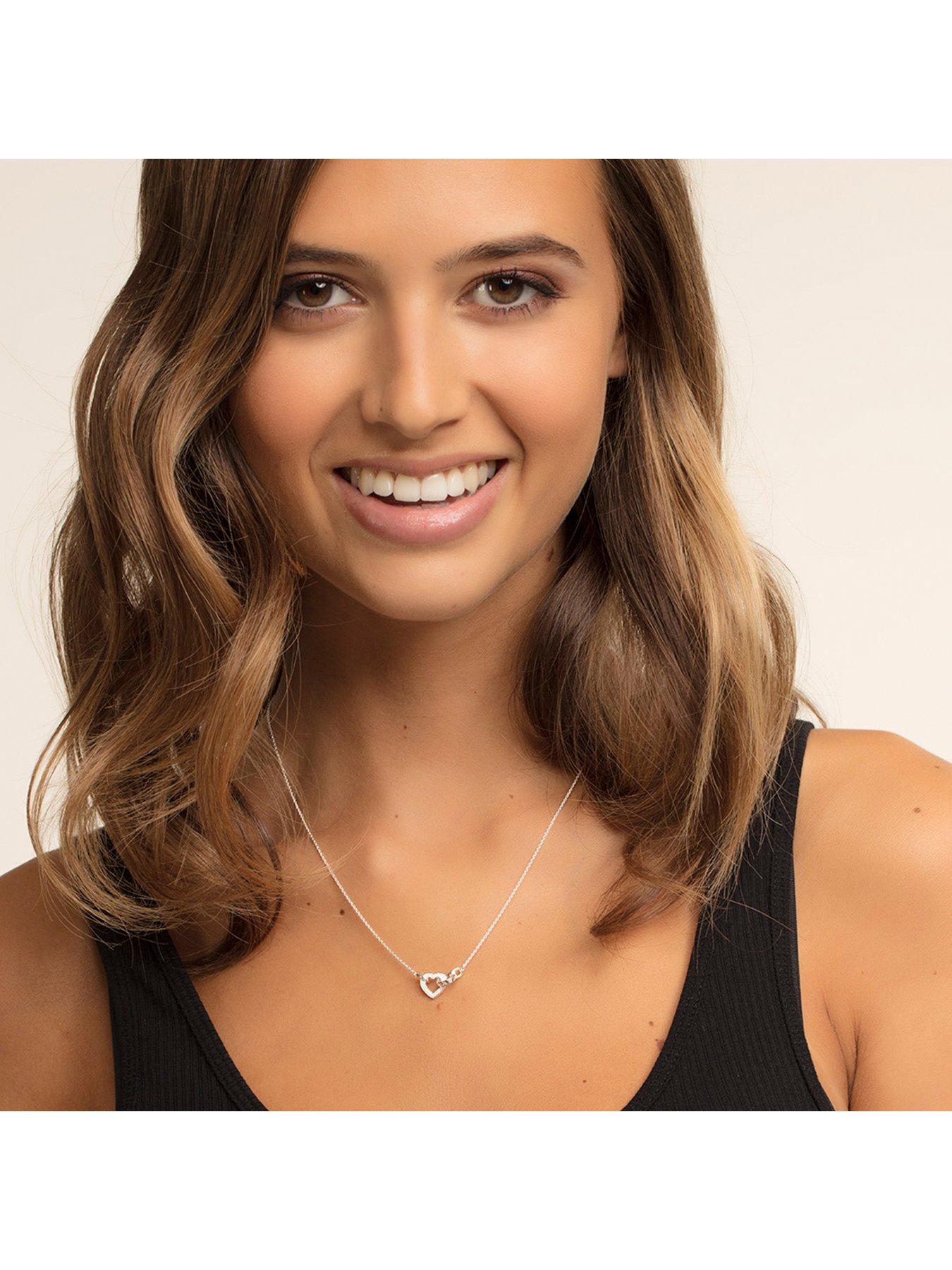 Image 2 of 3 of Thomas Sabo Sterling Silver Cubic Zirconia Together Forever Heart Link Necklace